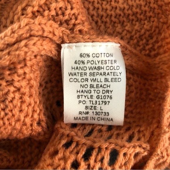 Umgee Peach Knot Sweater Flare Patterned Sleeve Women Size Large - Picture 8 of 9